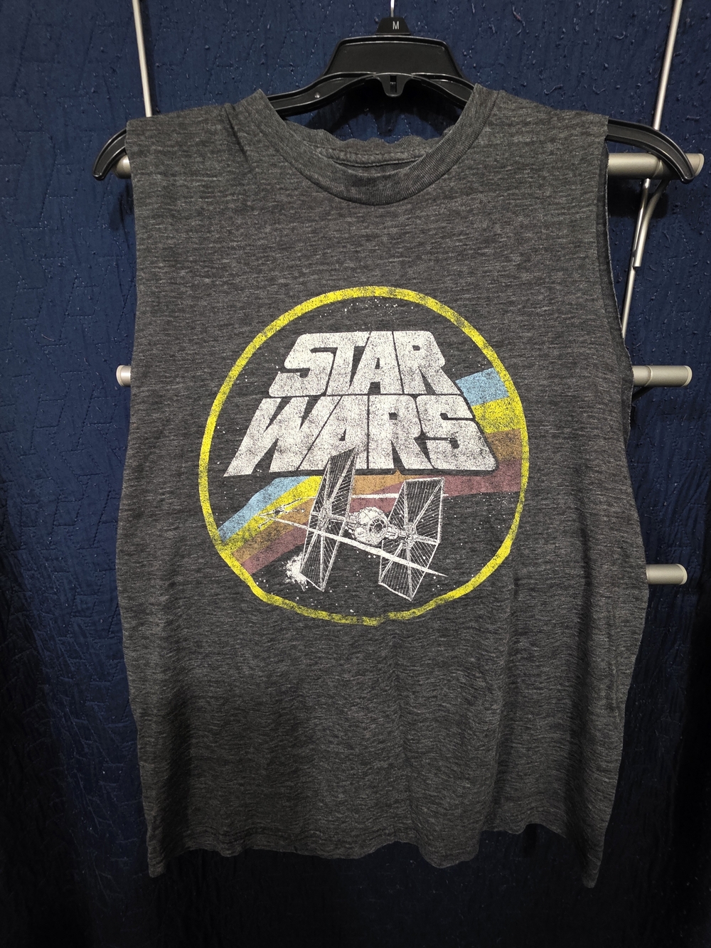 Star Wars Gray Tank with Retro Logo and TIE Fighter